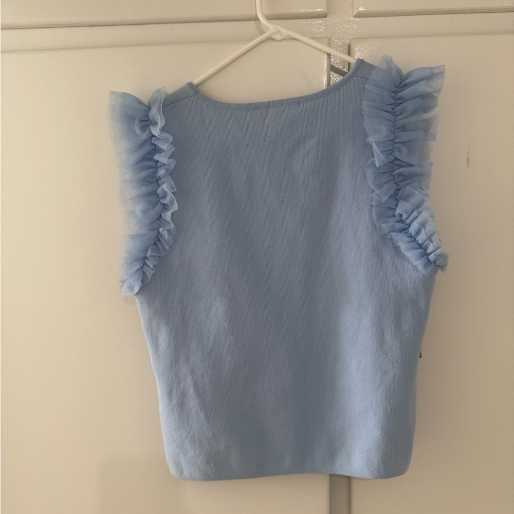 Bailey 44 Luxury Sleeveless Jenna Ruffle Sleeved Baby Blue Top Size XL (NEW) - Picture 3 of 7